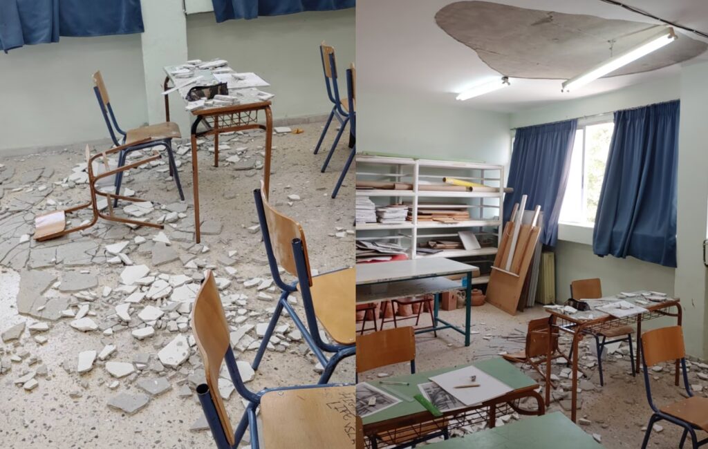 Κλειστό τη Δευτέρα 12/10 το Γυμνάσιο Βασιλικών, μετά την πτώση σοβά σε αίθουσα – Νέα αυτοψία από μηχανικούς